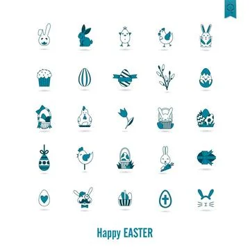 Celebration Easter Icons Celebration Easter Icons. Vector. Clean Work Mini... Stock Photos