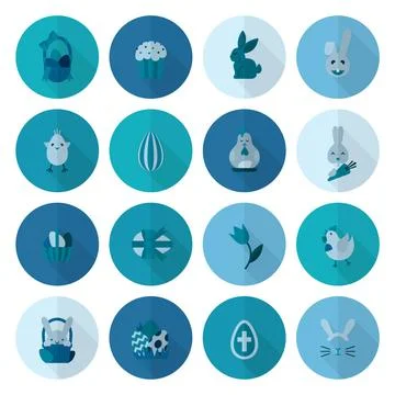 Celebration Easter Icons Celebration Easter Icons. Vector. Clean Work Mini... 스톡 사진