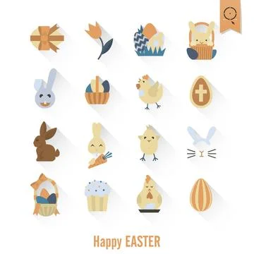 Celebration Easter Icons Celebration Easter Icons. Vector. Clean Work Mini... 스톡 사진