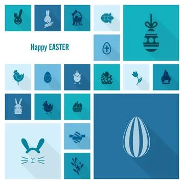 Celebration Easter Icons Celebration Easter Icons. Vector. Clean Work Mini... 写真素材