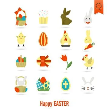 Celebration Easter Icons Celebration Easter Icons. Vector. Clean Work Mini... 写真素材