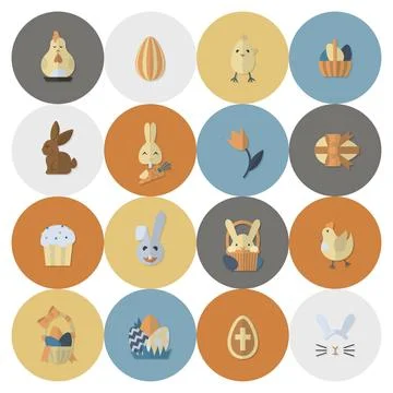 Celebration Easter Icons Celebration Easter Icons. Vector. Clean Work Mini... Stock Photos