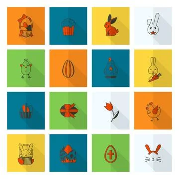 Celebration Easter Icons Celebration Easter Icons. Vector. Clean Work Mini... Foto stock