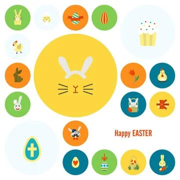 Celebration Easter Icons Celebration Easter Icons. Vector. Clean Work Mini... Stock Photos