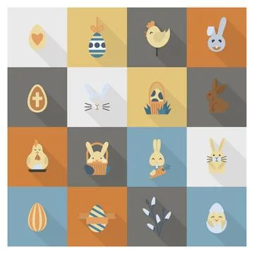 Celebration Easter Icons Celebration Easter Icons. Vector. Clean Work Mini... Stockfoto's