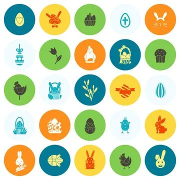 Celebration Easter Icons Celebration Easter Icons. Vector. Clean Work Mini... Foto stock
