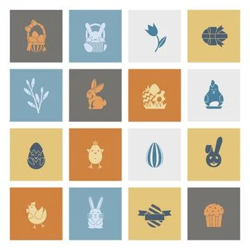 Celebration Easter Icons Celebration Easter Icons. Vector. Clean Work Mini... Stock Photos