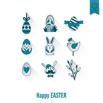 Celebration Easter Icons Celebration Easter Icons. Vector. Clean Work Mini... Foto stock