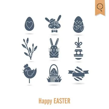 Celebration Easter Icons Celebration Easter Icons. Vector. Clean Work Mini... 스톡 사진