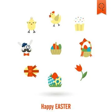 Celebration Easter Icons Celebration Easter Icons. Vector. Clean Work Mini... 写真素材