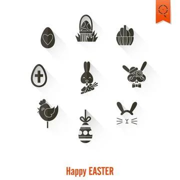 Celebration Easter Icons Celebration Easter Icons. Vector. Clean Work Mini... Foto stock