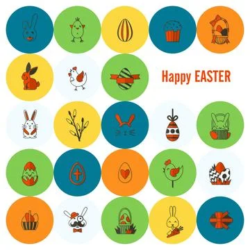 Celebration Easter Icons Celebration Easter Icons. Vector. Clean Work Mini... 스톡 사진
