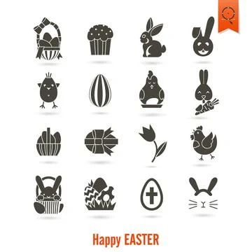 Celebration Easter Icons Celebration Easter Icons. Vector. Clean Work Mini... Stock Photos