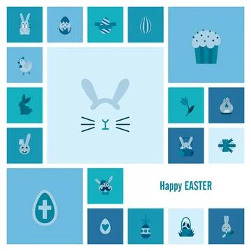 Celebration Easter Icons Celebration Easter Icons. Vector. Clean Work Mini... Foto stock