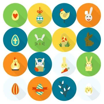 Celebration Easter Icons Celebration Easter Icons. Vector. Clean Work Mini... Foto stock