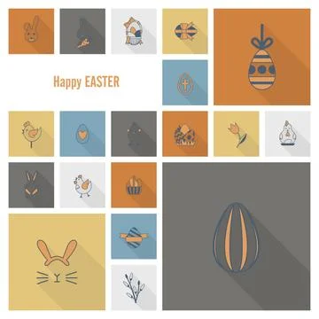 Celebration Easter Icons Celebration Easter Icons. Vector. Clean Work Mini... Foto stock