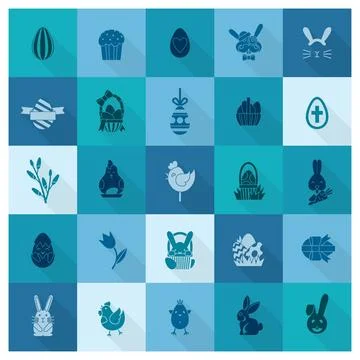 Celebration Easter Icons Celebration Easter Icons. Vector. Clean Work Mini... Stock Photos