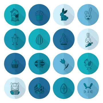 Celebration Easter Icons Celebration Easter Icons. Vector. Clean Work Mini... Foto stock