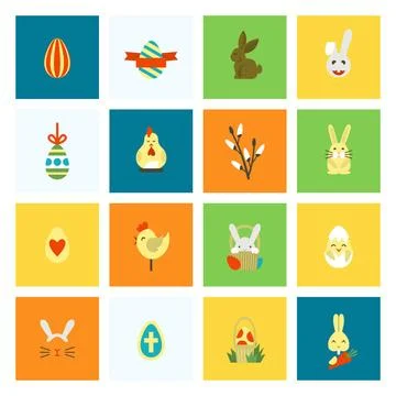 Celebration Easter Icons Celebration Easter Icons. Vector. Clean Work Mini... 写真素材