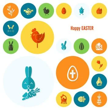 Celebration Easter Icons Celebration Easter Icons. Vector. Clean Work Mini... Stock Photos