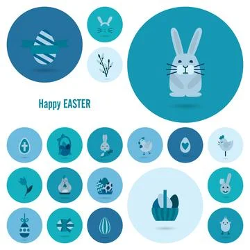 Celebration Easter Icons Celebration Easter Icons. Vector. Clean Work Mini... Foto stock