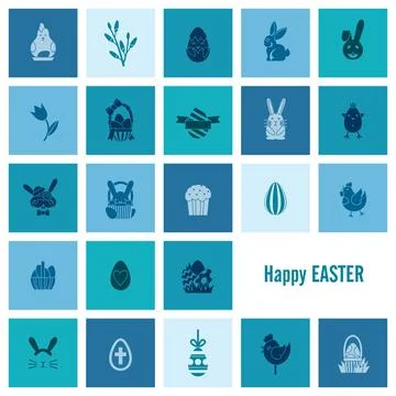 Celebration Easter Icons Celebration Easter Icons. Vector. Clean Work Mini... Stock Photos
