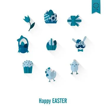 Celebration Easter Icons Celebration Easter Icons. Vector. Clean Work Mini... Foto stock