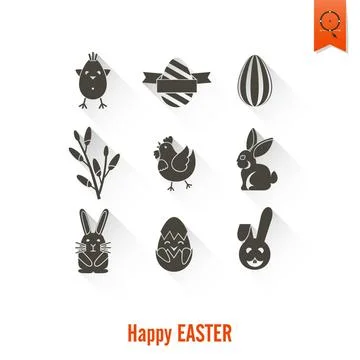 Celebration Easter Icons Celebration Easter Icons. Vector. Clean Work Mini... 스톡 사진