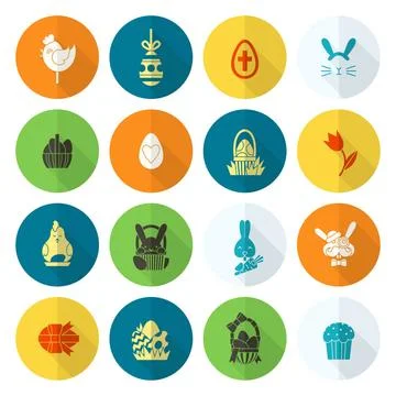 Celebration Easter Icons Celebration Easter Icons. Vector. Clean Work Mini... 스톡 사진