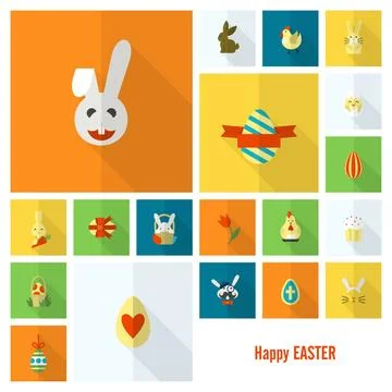 Celebration Easter Icons Celebration Easter Icons. Vector. Clean Work Mini... 写真素材