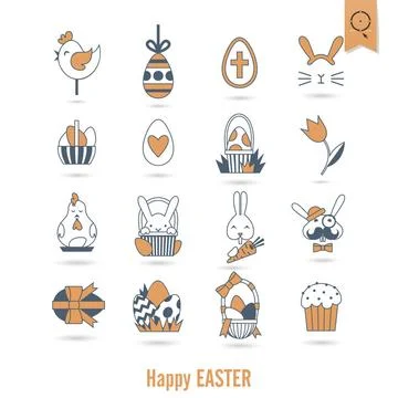 Celebration Easter Icons Celebration Easter Icons. Vector. Clean Work Mini... 写真素材