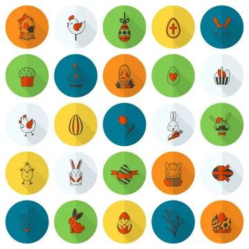 Celebration Easter Icons Celebration Easter Icons. Vector. Clean Work Mini... Foto stock