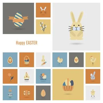 Celebration Easter Icons Celebration Easter Icons. Vector. Clean Work Mini... Stock Photos