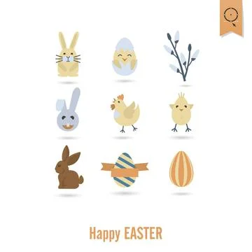Celebration Easter Icons Celebration Easter Icons. Vector. Clean Work Mini... Stock Photos