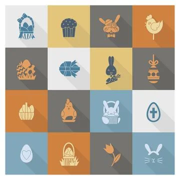 Celebration Easter Icons Celebration Easter Icons. Vector. Clean Work Mini... Foto stock