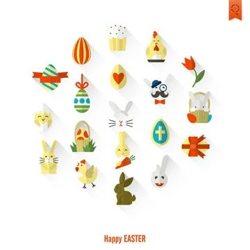 Celebration Easter Icons Celebration Easter Icons. Vector. Clean Work Mini... Stock Photos