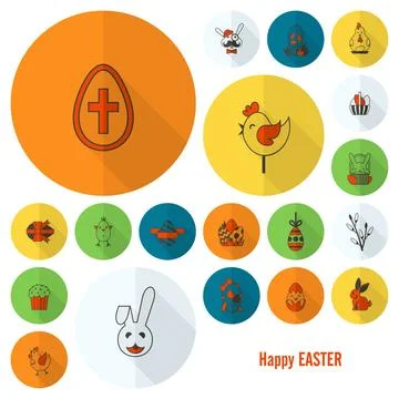 Celebration Easter Icons Celebration Easter Icons. Vector. Clean Work Mini... Foto stock