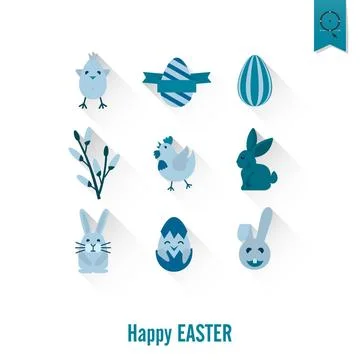 Celebration Easter Icons Celebration Easter Icons. Vector. Clean Work Mini... Foto stock