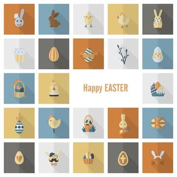 Celebration Easter Icons Celebration Easter Icons. Vector. Clean Work Mini... Stock Photos