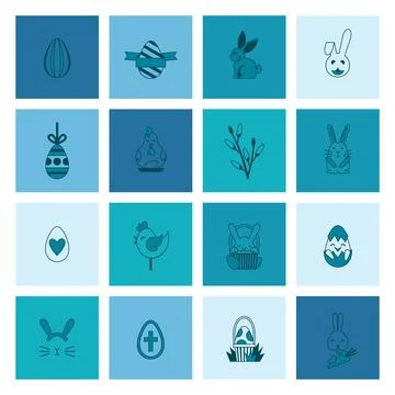 Celebration Easter Icons Celebration Easter Icons. Vector. Clean Work Mini... Foto stock