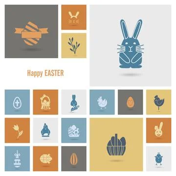 Celebration Easter Icons Celebration Easter Icons. Vector. Clean Work Mini... Stock Photos