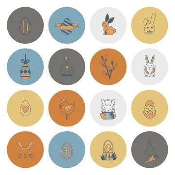 Celebration Easter Icons Celebration Easter Icons. Vector. Clean Work Mini... Foto stock