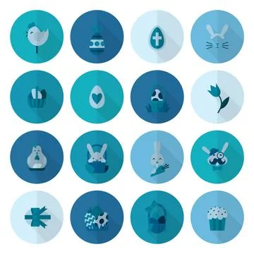 Celebration Easter Icons Celebration Easter Icons. Vector. Clean Work Mini... Stock Photos