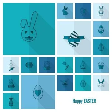 Celebration Easter Icons Celebration Easter Icons. Vector. Clean Work Mini... Foto stock