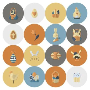 Celebration Easter Icons Celebration Easter Icons. Vector. Clean Work Mini... Foto stock