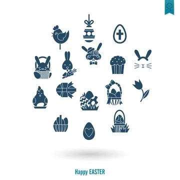 Celebration Easter Icons Celebration Easter Icons. Vector. Clean Work Mini... Stock Photos