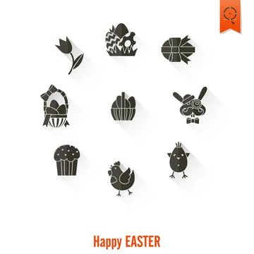 Celebration Easter Icons Celebration Easter Icons. Vector. Clean Work Mini... 写真素材