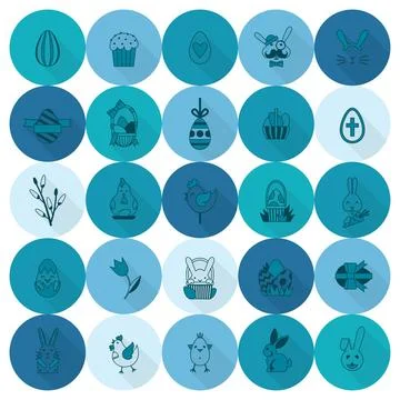 Celebration Easter Icons Celebration Easter Icons. Vector. Clean Work Mini... Stock Photos