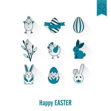 Celebration Easter Icons Celebration Easter Icons. Vector. Clean Work Mini... 写真素材