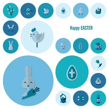 Celebration Easter Icons Celebration Easter Icons. Vector. Clean Work Mini... Foto stock